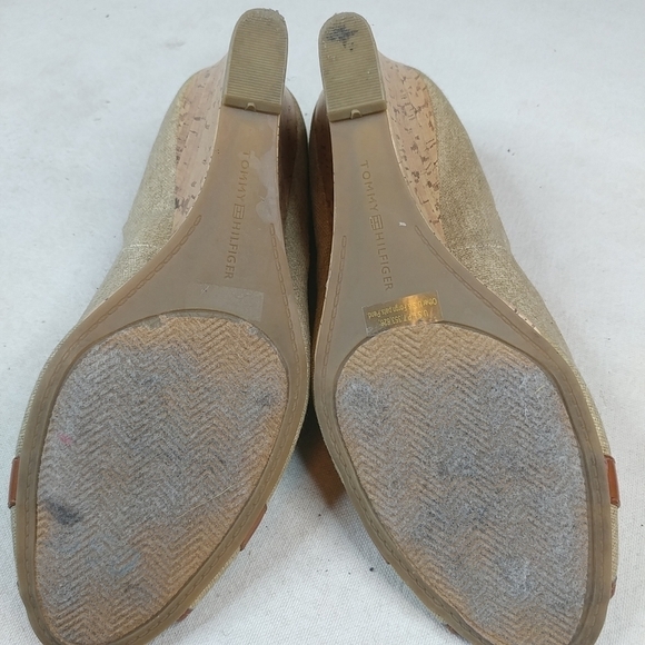 Tommy Hilfiger Horse Bit Beige Canvas, Cork Wedge - Picture 4 of 8